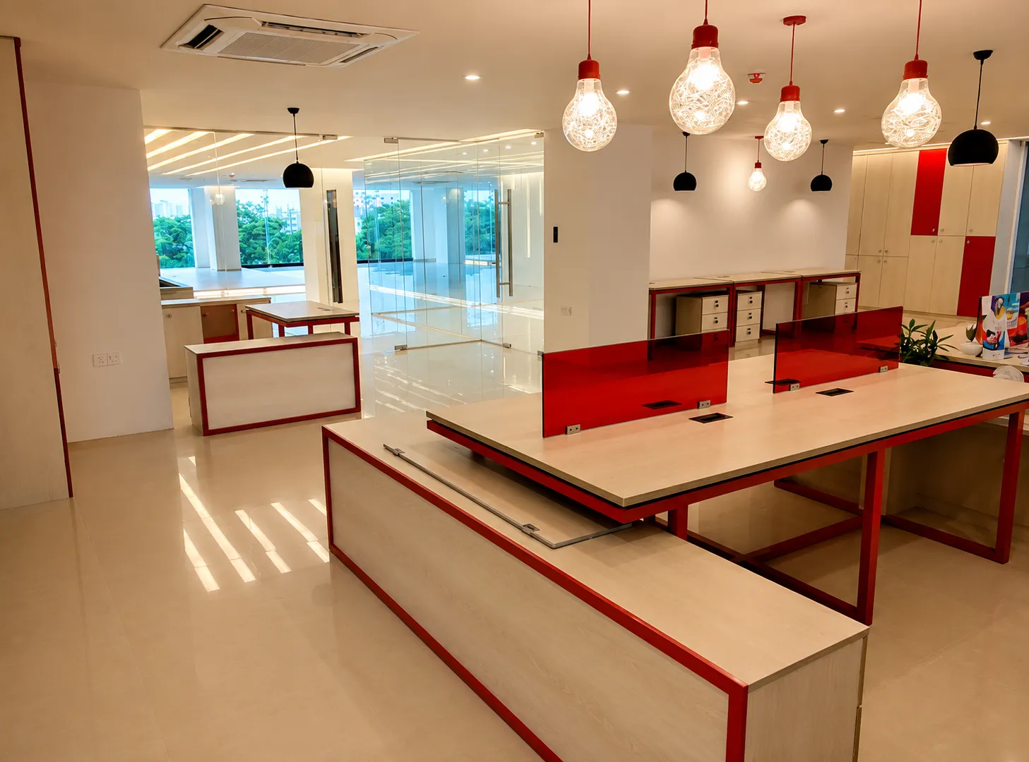 Parallel linear ceiling lighting layout