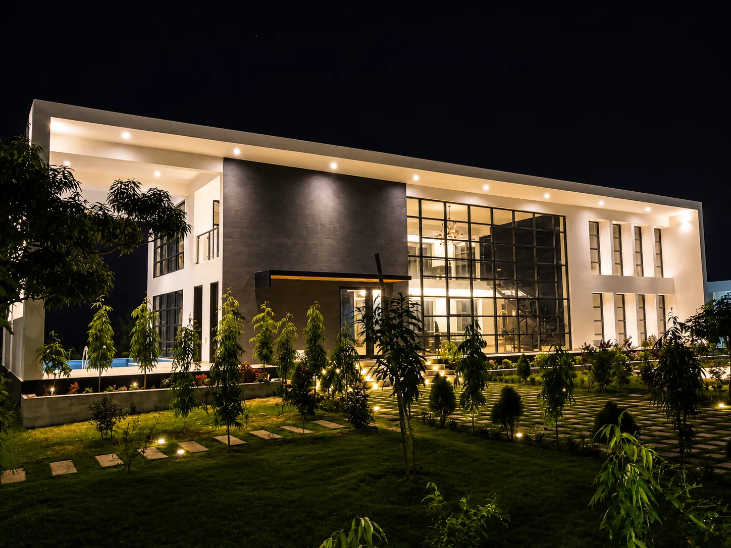 Sleek wrapping concrete facade detail